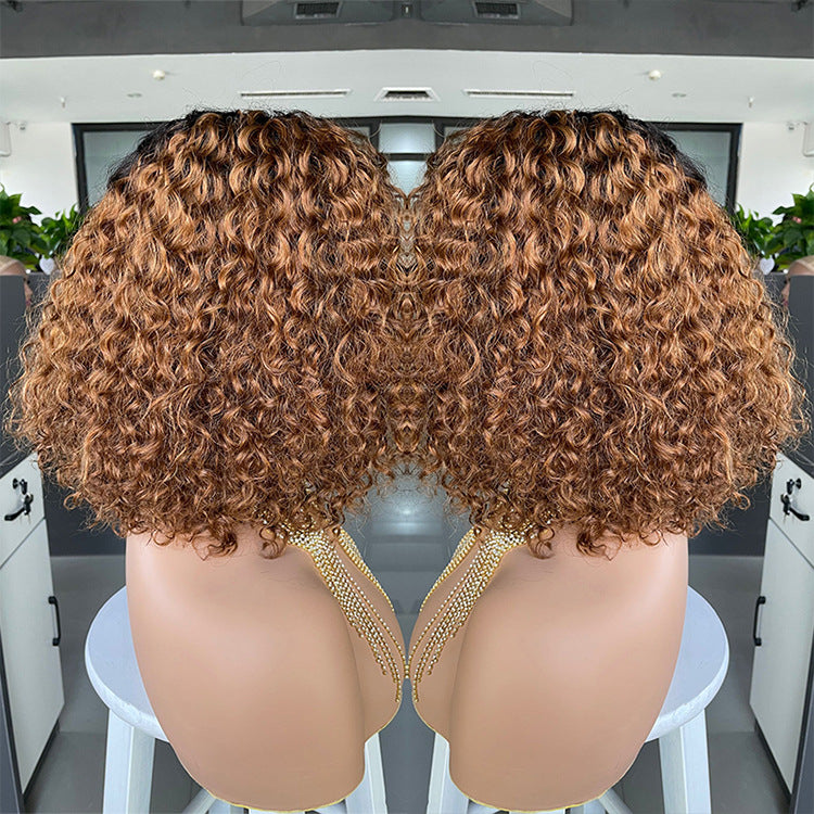 Cross-border E-commerce Exclusively For Ombre Curly Bobo1b30 Human Hair Lace Wig