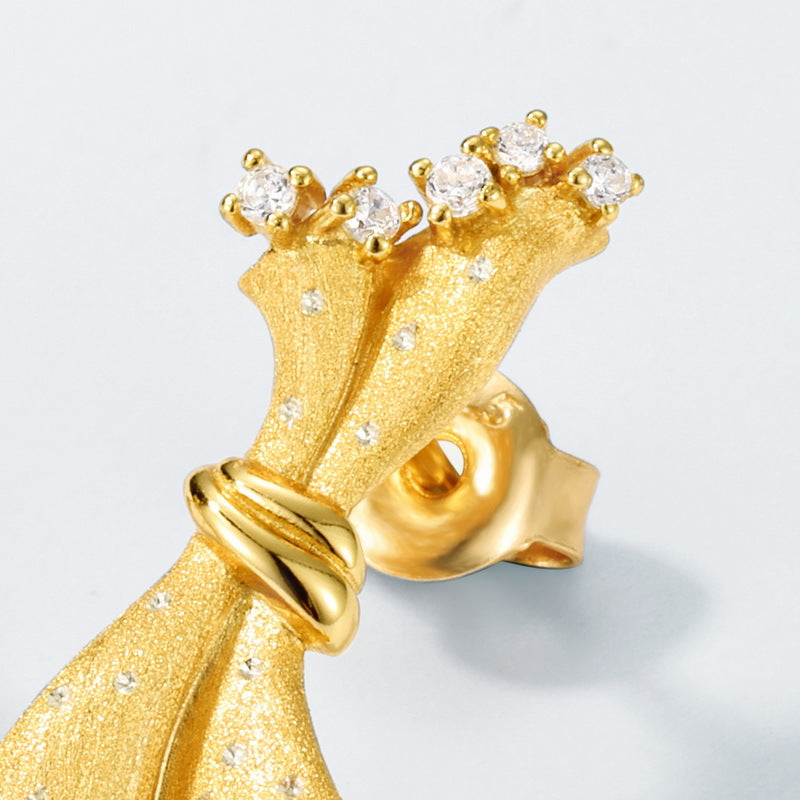 Drawing Craft Small Skirt With Pure Silver Earrings For Women