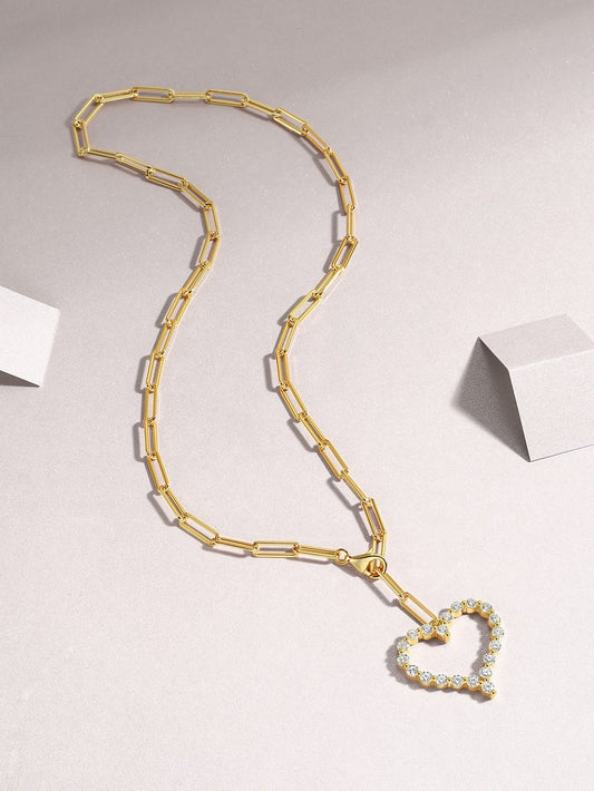 1Heart Wish - Fashionable Diamond Jewelry, Silver Jewelry, 13g Pure Silver Jewelry, Set With Small Moissanite S925 Sterling Silver And Gold-plated Prohibit Tk Sales