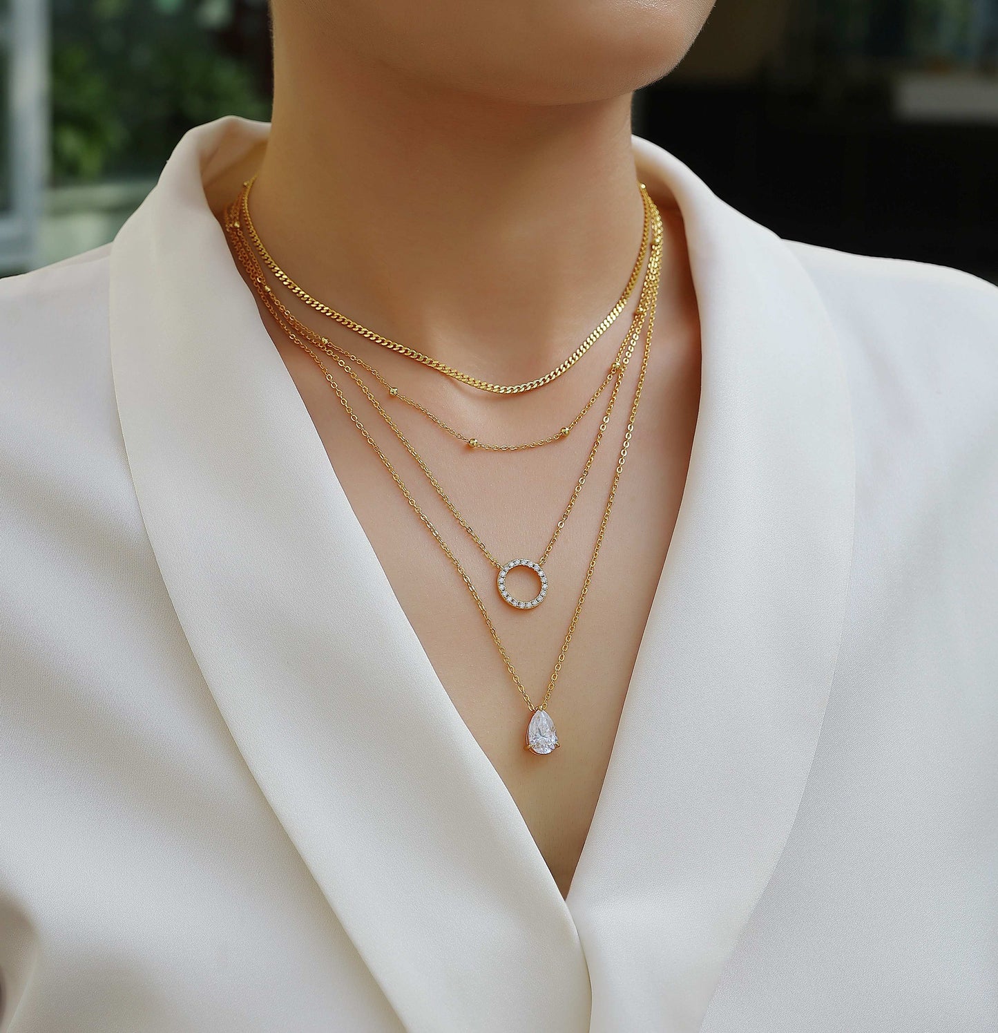 Pear-shaped Inlay Of Top-quality Moissanite, Luxurious And Fashionable, Minimalist Trend Jewelry, Silver Pendant Necklace, Collar Chain, S925 Silver Electroplated With Gold