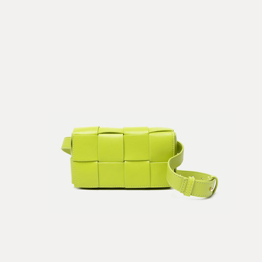 Avocado Green Lattice Woven Chest Bag Diagonal