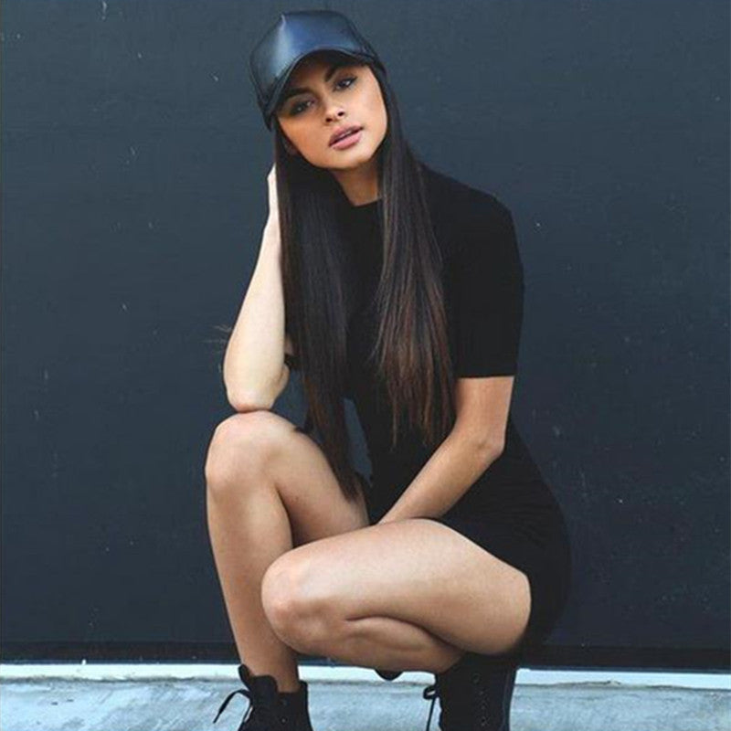 High Waist Solid Color Bag Hip Dress Women