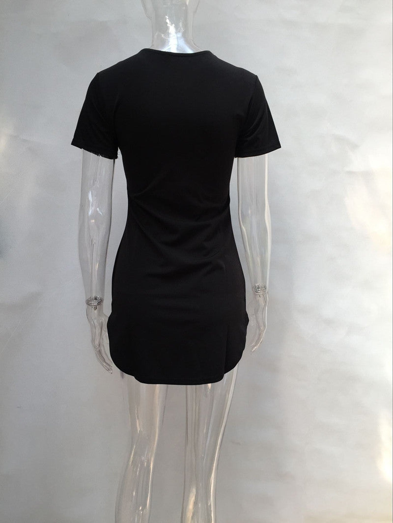 High Waist Solid Color Bag Hip Dress Women