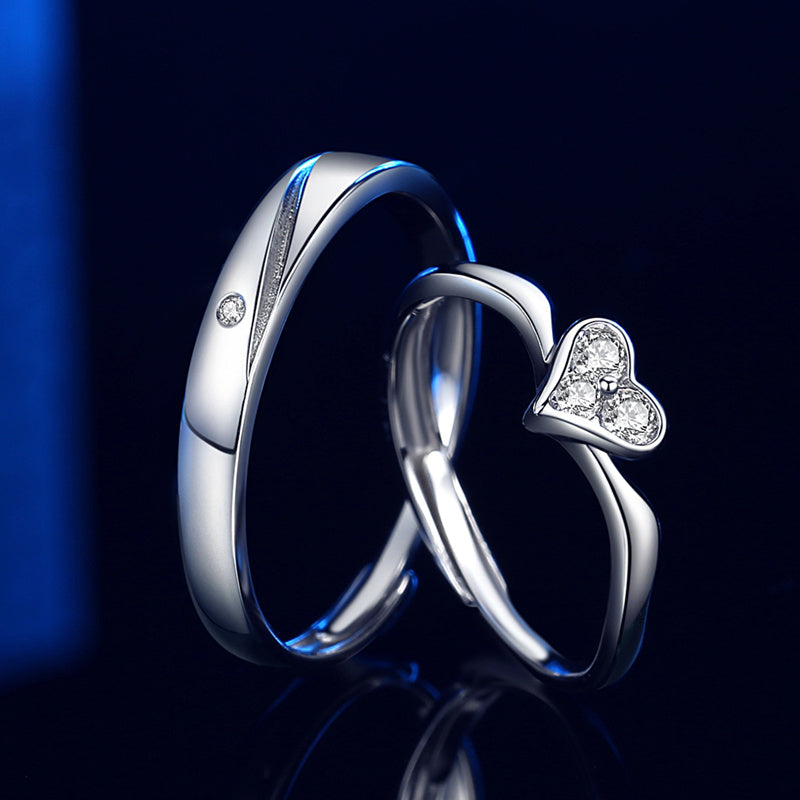 Couple Rings A Pair Of Sterling Silver Male And Female Models