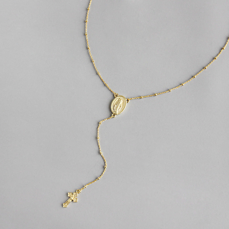 Portrait coin round bead necklace