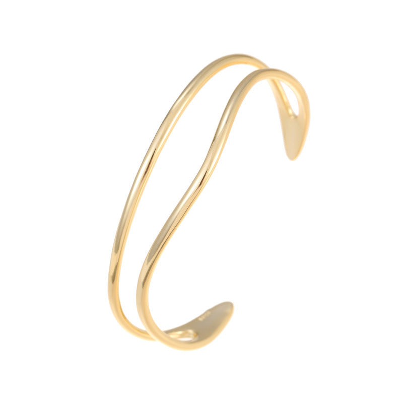 S925 Silver Minimalist Double-Strand Line Bracelet For Women