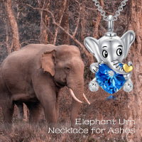 Elephant Urn Necklaces Sterling Silver Heart Cremation Memorial Keepsake Necklace Jewelry Gifts for Women