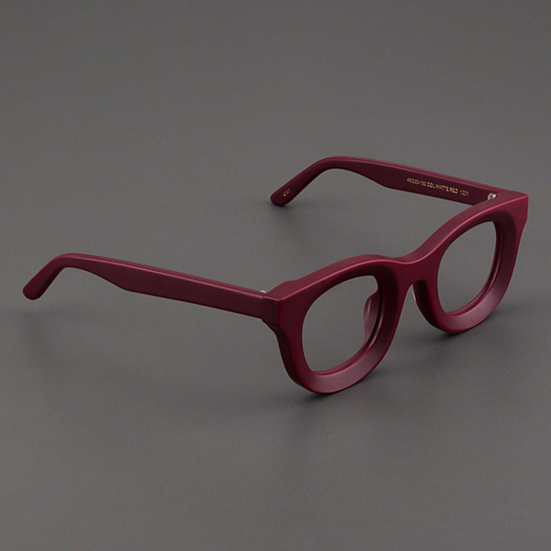 Retro Wide Edged Frosted Square Matte Black Thick Framed Glasses