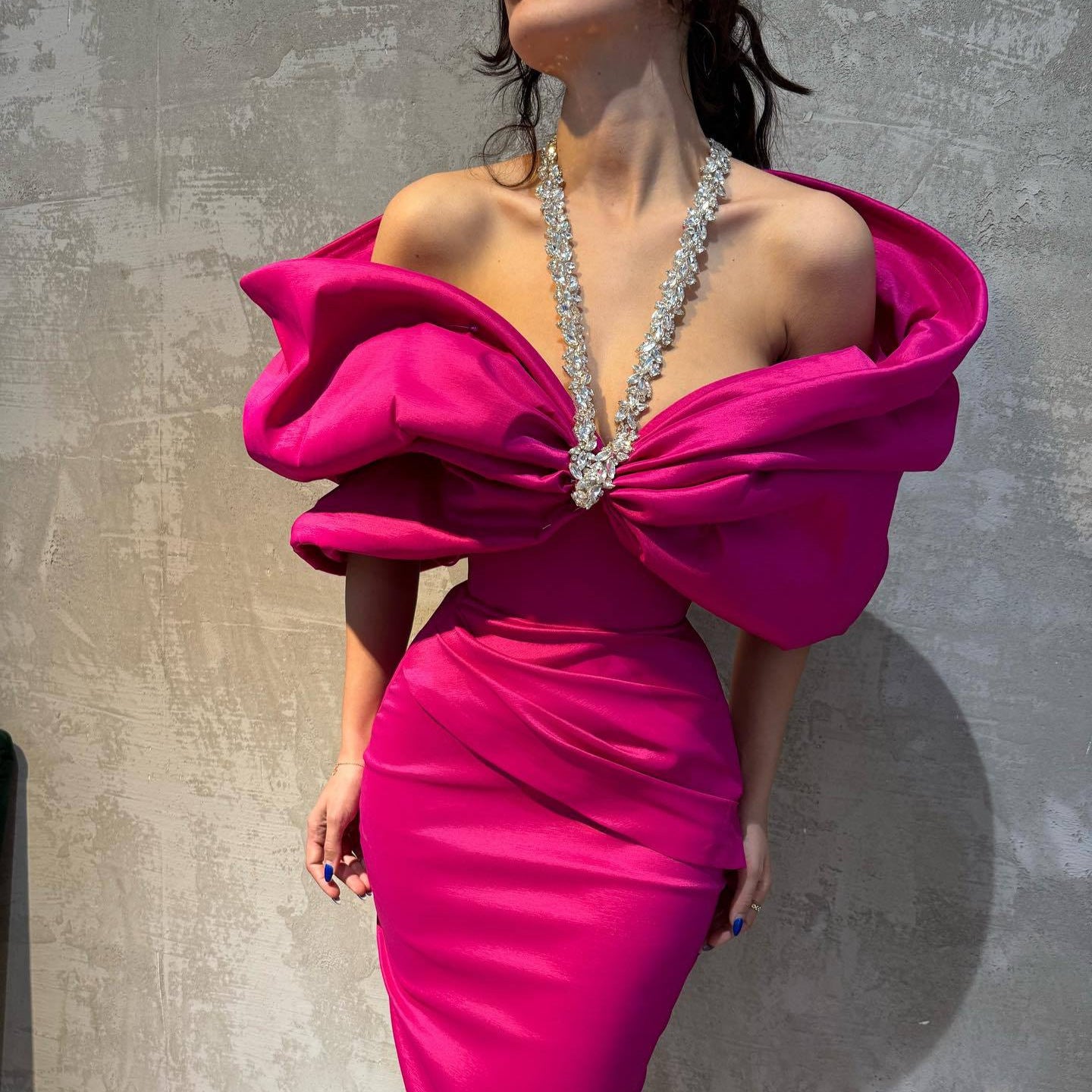 Sexy Bandage-Style Patchwork Beaded And Rhinestone-Embellished Dress For Women