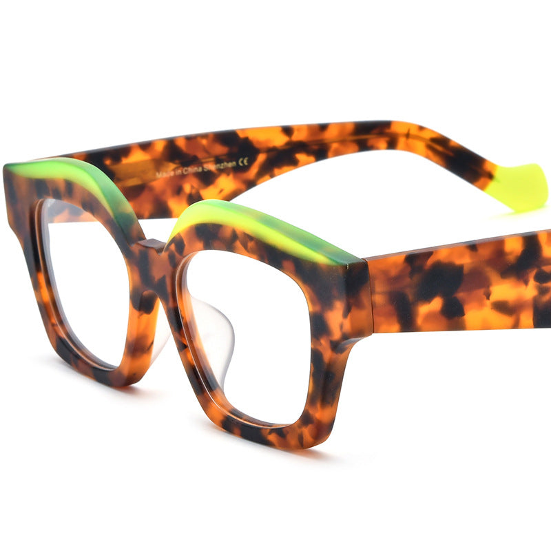 Spliced Cat Eye Board Thick Border Glasses