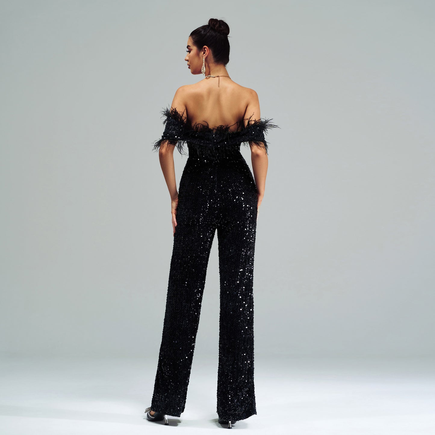Chic Sexy Long Halter Sequin Jumpsuit For Evening Events