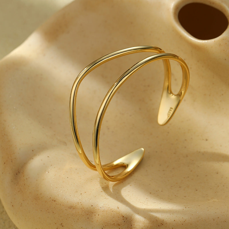 S925 Silver Minimalist Double-Strand Line Bracelet For Women