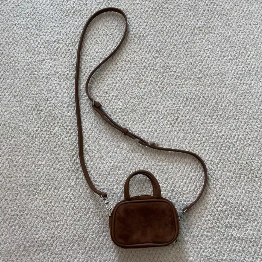 Cowhide Mini Bowling Bag Pendant Small Waist Bag