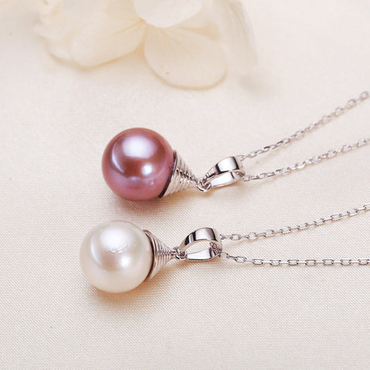 Single Silver Necklace Pearl Pendant