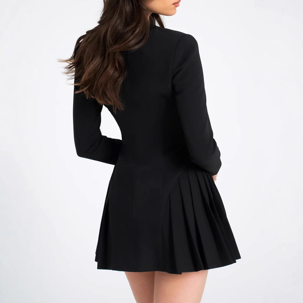 V-neck Long-sleeve Suit Dress For Women