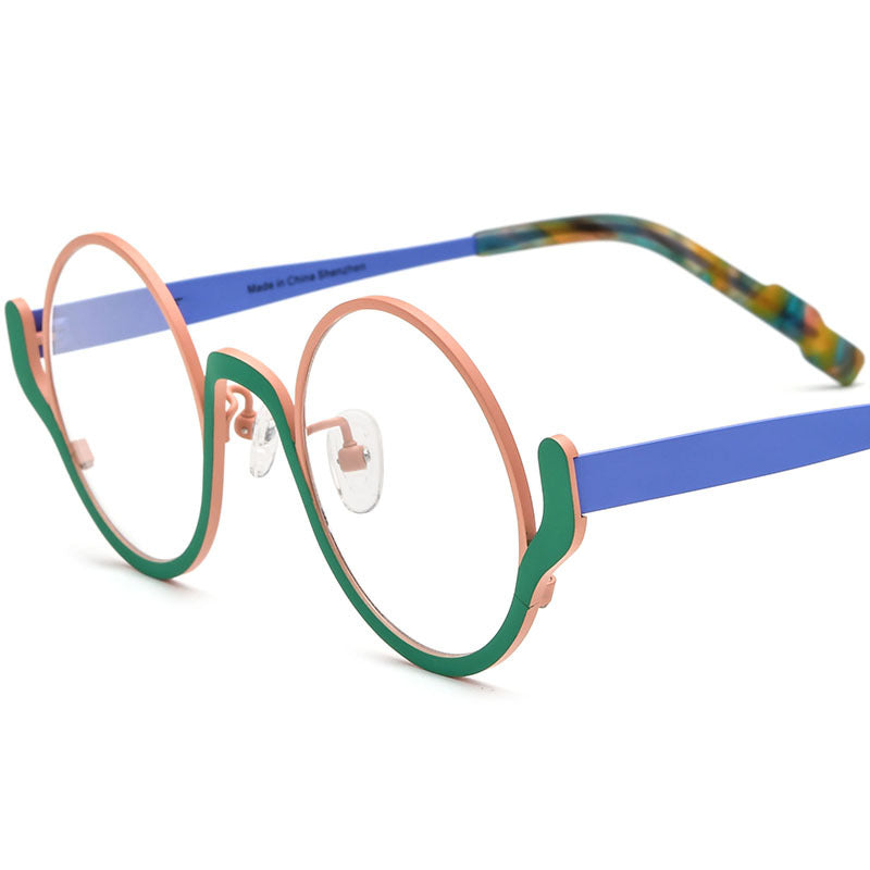 Colorful Ultra-light Pure Titanium Round Glasses Frame