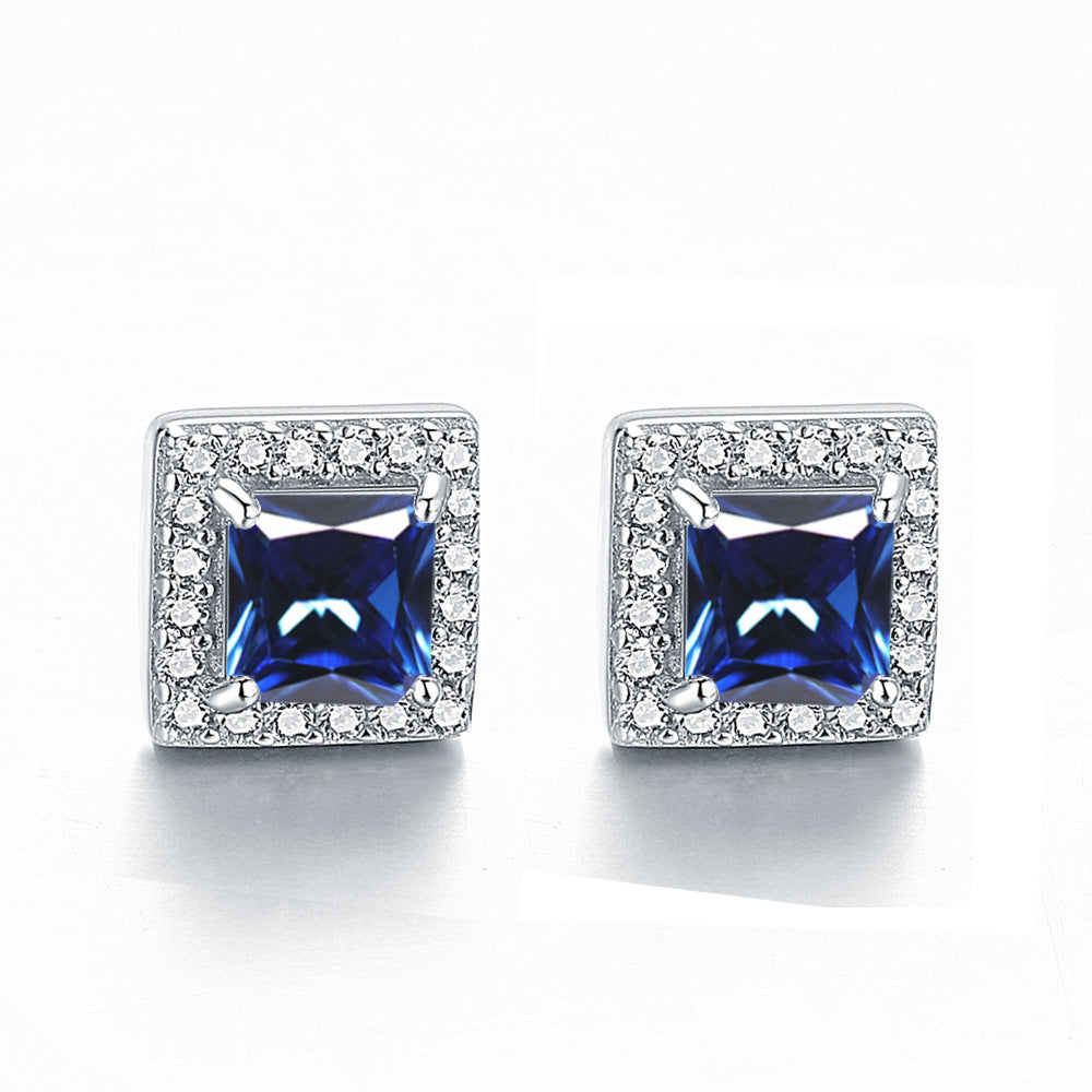 Inlaid Colored Gems Earrings S925 Sterling Silver Earrings