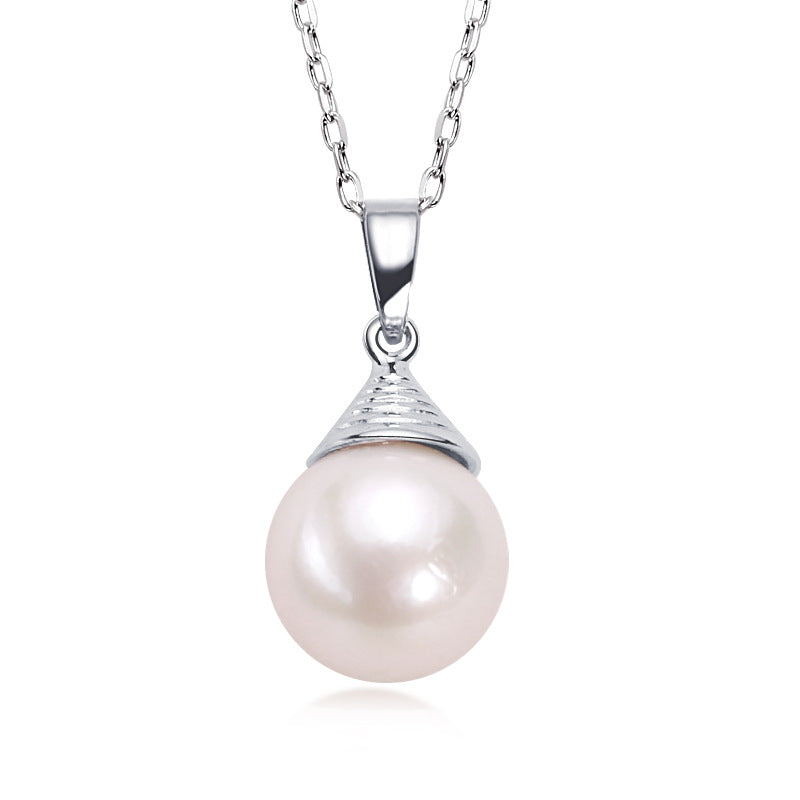 Single Silver Necklace Pearl Pendant