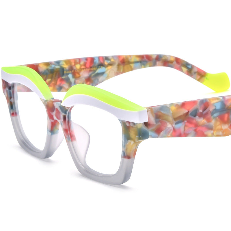 Spliced Cat Eye Board Thick Border Glasses