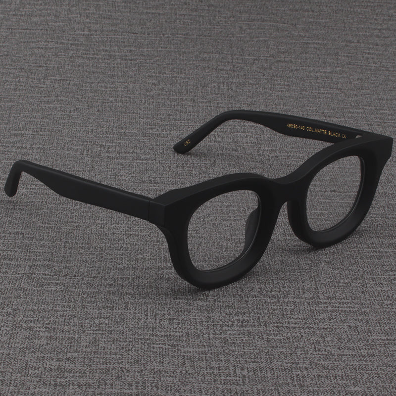 Retro Wide Edged Frosted Square Matte Black Thick Framed Glasses