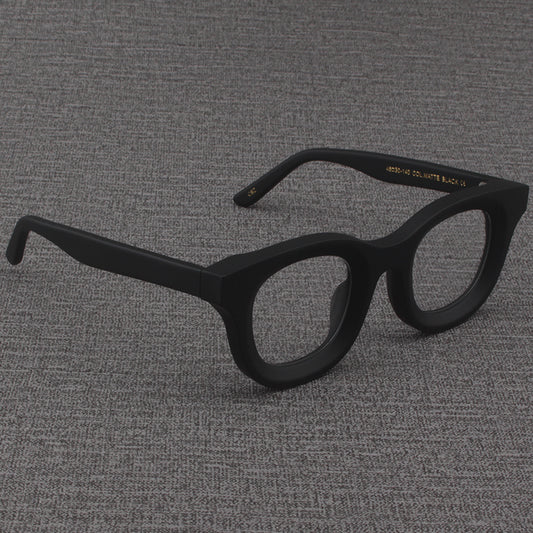 Retro Wide Edged Frosted Square Matte Black Thick Framed Glasses