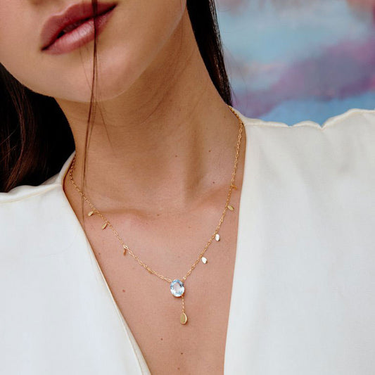 Silver Blue Diamond Fashion Necklace For Women