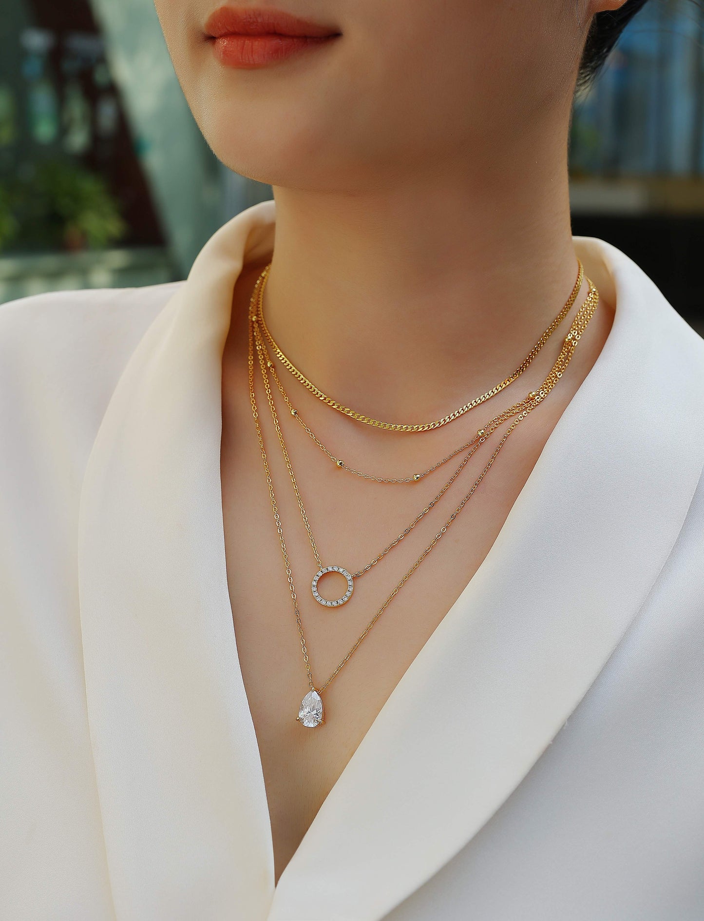 Pear-shaped Inlay Of Top-quality Moissanite, Luxurious And Fashionable, Minimalist Trend Jewelry, Silver Pendant Necklace, Collar Chain, S925 Silver Electroplated With Gold