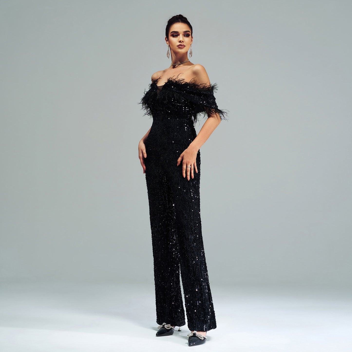 Chic Sexy Long Halter Sequin Jumpsuit For Evening Events