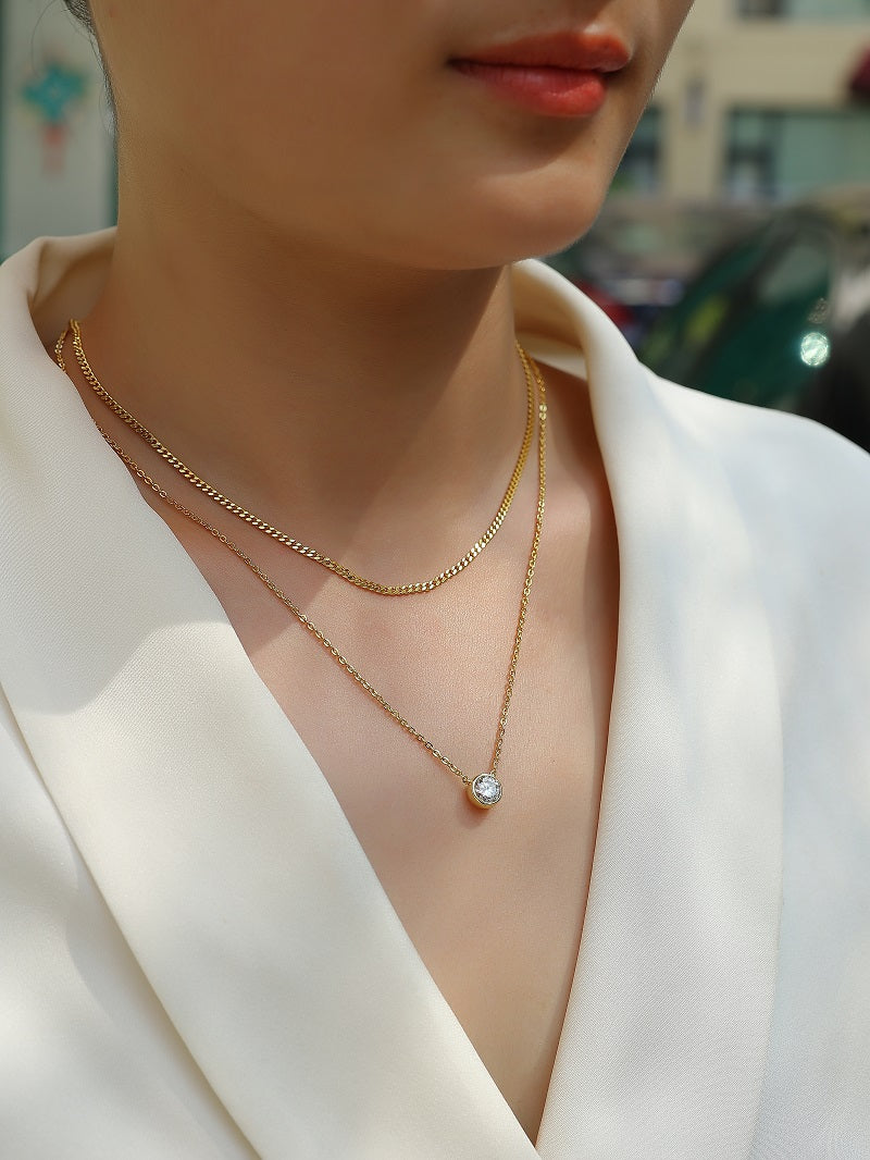 1-carat Luxury Fashion Minimalist Trend Jewelry Silver Pendant Necklace With Top-quality Moissanite, S925 Silver Electroplated With Gold