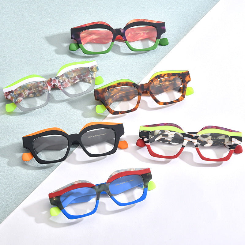Spliced Cat Eye Board Thick Border Glasses