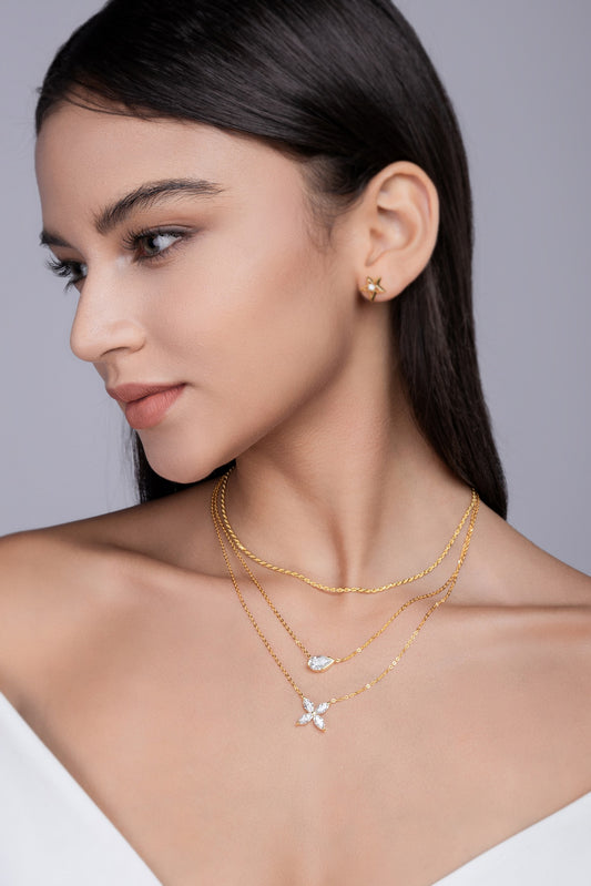 Pear-shaped Inlay Of Top-quality Moissanite, Luxurious And Fashionable, Minimalist Trend Jewelry, Silver Pendant Necklace, Collar Chain, S925 Silver Electroplated With Gold