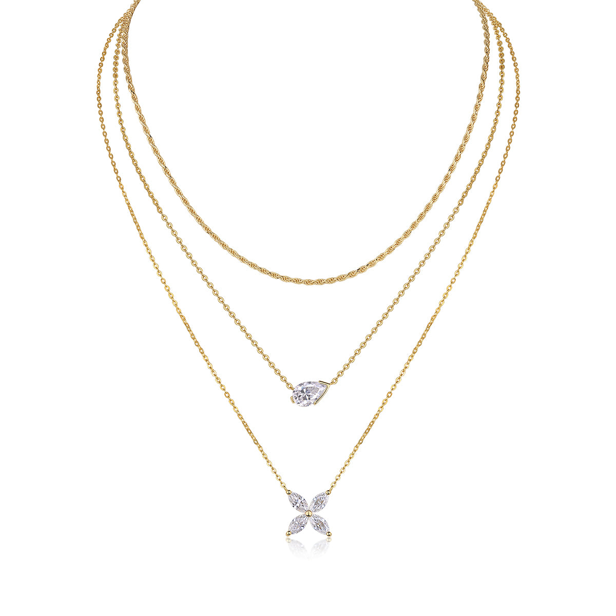 Pear-shaped Inlay Of Top-quality Moissanite, Luxurious And Fashionable, Minimalist Trend Jewelry, Silver Pendant Necklace, Collar Chain, S925 Silver Electroplated With Gold