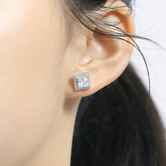 Inlaid Colored Gems Earrings S925 Sterling Silver Earrings