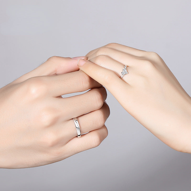 Couple Rings A Pair Of Sterling Silver Male And Female Models