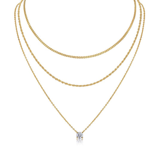 1-carat Luxury Fashion Minimalist Trend Jewelry Silver Pendant Necklace With Top-quality Moissanite, S925 Silver Electroplated With Gold