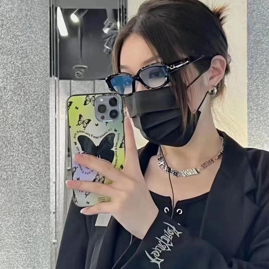 Vintage Rectangular Street Photo High-grade Glasses